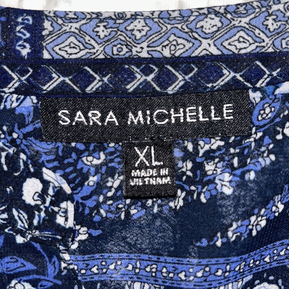 XL Sara Michelle 100% Polyester Blue Blouse - Picture 4 of 7